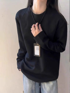 Áo Nỉ Dài Tay Màu Đen Cổ Tròn Có Khóa Kéo Dành Cho Nam Áo Thun Cổ Tròn Thoải Mái Thường Ngày Mùa Thu Phong Cách Mỹ Cổ Điển