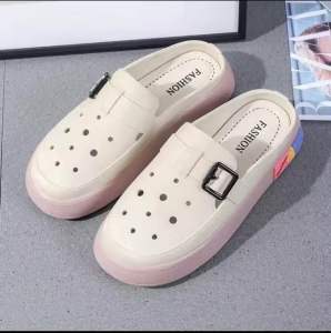 Fashion buckle decor soft rubber sole shoes