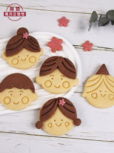 3D Birthday Boy Girl Cartoon Cookie Baking Tools Press Style Doll Face Baking Molds Kawaii Kitchen Cooking Utensils