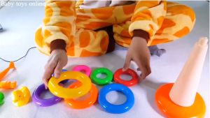 [3 Size] Đồ Chơi Xếp Tháp Vòng Vịt Đại Ném Vòng Bằng Nhựa Túi Lưới Đồ Chơi Trẻ Em Giáo Dục Trí Tuệ - Little Kobo