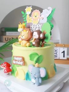 New Jungle Safari Animals Cake Topper for Kids Birthday Party Supplies Cake Decoration