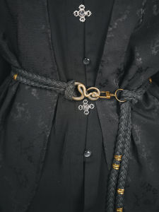 Thắt Lưng Dệt Truyền Thống Trung Quốc Màu Đen Phong Cách Cổ Điển Cho Nam Và Nữ Mùa Đông 2024 Thắt Lưng Thắt Eo Trang Trí Tua Rua