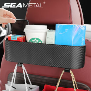 Car Seat Back Organizer ABS Rear Row Storage Box with Hook Cup Holder Universal Stuff Holder Car Interior Accessories