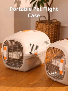 Cat Cage Large Pet Carrier Travel Cage With Sky Window Airline Approved Dog Cat Crate With Bowl
