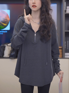 Fashionable Oversized Hoodie Womens Mid-Length Zip-Up Sweatshirt Spring 2024 plus Size Versatile Large Code Streetwear