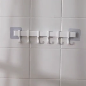 6 Hooks Wall Hook Rack Adhesive | Strong Seamless Hanger | Durable Storage Organizer for Kitchen Bathroom Clothes Towels & Bags