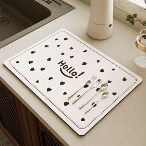 Quick Dry Anti Slip Dining Table Mat Kitchen Bar Sink Mat Silicon Dinosaur Pattern Home Decor Absorbent Water Proof Coaster