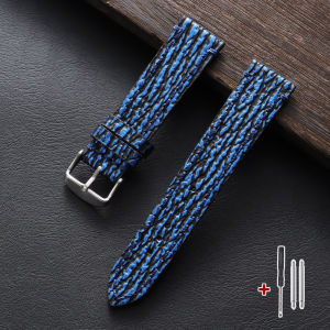 Embossed Snake Shark Skin Pattern Handmade Leather Watchband 18/19/20/21/22/23/24mm Bracelet Vintage Cowhide Men Strap Wristbelt