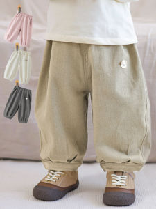 Autumn Childrens Versatile Cotton Long Pants Baby Casual Sweatpants Boys Girls Carrot Pants Outdoors Korean Style Forest System Pants