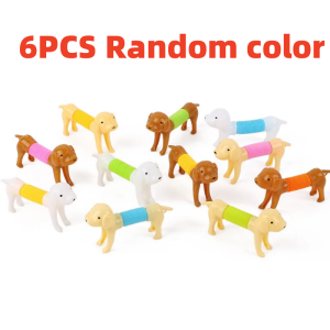 Meade | Cute 6/12PCS Stretchable Dog Toy Telescopic Spring Animals Sensory Stress Relief Durable Squeeze Interactive Pet Puzzle Toy