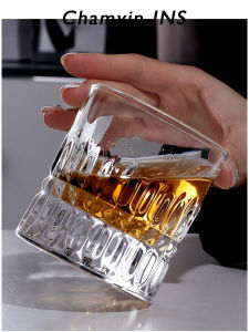 Vintage Japanese Style Crystal Glass Whiskey Cup Edo Kiriko Pattern Flag Wood Design Retro Style Individual Drinking Glass