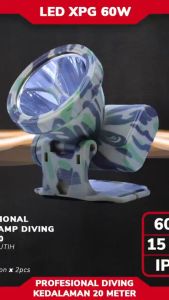 Senter Kepala Premium Professional Headlamp Army Loreng AOKI 60W AK-S060 3600mAh IP68 Cahaya Putih