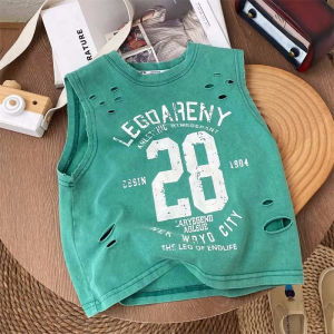 Washed Vintage Cotton Sleeveless T-Shirt for Kids