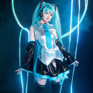 Future Girl Cosplay Wig Set Anime Vocaloid Hatsune Miku Formal Costume PVC Material School Uniform Lolita Gothic Styles Available