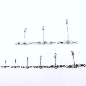 Bimoo10pcs T Shape Fishing Swivels W/ Luminous Beads Cross-line Rolling Swivel 3 Way Swivel Sea / Lure Fishing Rigs Connector
