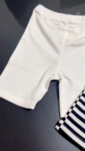 Minimal set กางเกงผ้าสามส่วนนุ่มนิ่มใส่สบายเซ็ต 3 ตัว เรียบๆ (STREET179)