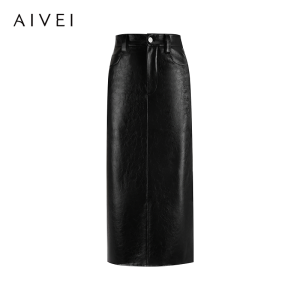 AIVEI | Celebrities Choice Knee-length PU Straight Leather Skirt