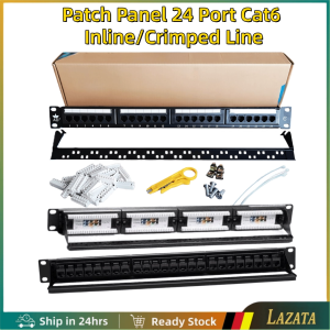 24 Ports Patch Panel CAT6 UTP All-metal Rack Mount Suitable for Cat 6 Keystone Ethernet