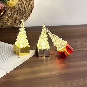NEW [New] Crystal Christmas Tree Night Light Warm LED Glow Gift Shaped Base For Xmas Home Holiday Decorations