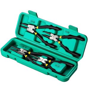 Bộ 4 Kìm Kẹp Vòng Chính Xác 7 Inch Kìm Kẹp Vòng Cong 90 Độ & Kìm Kẹp Vòng Thẳng Dùng Cho Sửa Chữa Xe Máy & Ô Tô