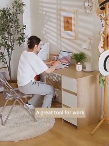 LALA 140CM Computer Table With Drawer Writing Student Study Desk Modern Home Office Table White/Wood/Brown Jadual belajar Meja Belajar 办公桌