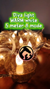 20L Deepavali 3M/5M Golden Diya LED String Light Lampu Hiasan Diwali Warm/RGB Static Mode 8-Mode Plug Diya Indoor Decor