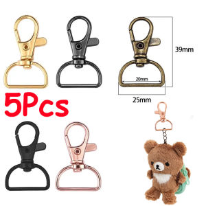 5Pcs Swivel Clasps with D Rings Lanyard Snap Hooks Keychain Clip Hook Metal Lobster Claw Clasps for Key Rings Crafting Sewing
