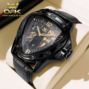 OPK resmi autentik jam tangan pria dewasa 2025 mode keren kalender bercahaya dial jam tangan kulit pria anti gores tahan air