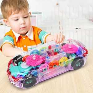 Mainan Anak Mobil Balap LED Transparan Concept Racing Car Gear Putar Berkedip
