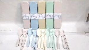 Souvenir Pernikahan Sendok Garpu Sumpit + Wadah Kotak isi 25 PCS