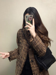 QINGMUZI | Autumn Chic Retro Elegance Tweed Jacket Womens