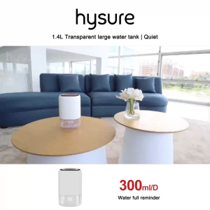 Hysure Q4 Mini Dehumidifier 1.4L Large Water Tank Capacity Auto-shutoff With Night Light Quiet