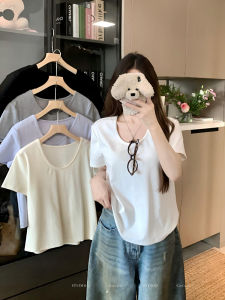 เสื้อยืดคอกลมแขนสั้นทรงหลวมสำหรับผู้หญิงไซส์ใหญ่ ทรงหลวม สไตล์ลำลอง ทรงเข้ารูป ฤดูร้อน ใหม่ เสื้อชั้นใน