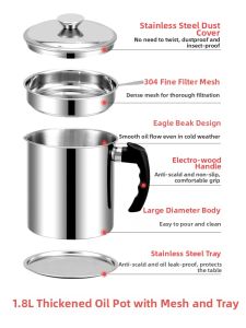 Stainless Steel Oil Bottle 304 Leakproof Kitchen Oil Container Filtering Oil Sludge Pot for Home Use Pure Color Popular Element