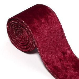 Christmas Velvet Ribbons 6.3cm 3Yards Wired Edge Wedding Craft Ribbons Red Fabric Webbing for Wreath Decorations Gifts Wrapping