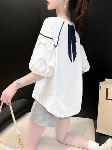 Bộ Đồ Bầu Tay Ngắn Mùa Hè Thời Trang Cho Phụ Nữ Mang Thai Áo Sơ Mi Búp Bê Phong Cách Hàn Quốc Bộ Đồ Mùa Hè Mới Nhỏ