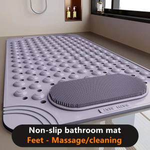 Non Slip Suction Bath Mat with Quick Dry Technology Massage Feature and Rubber Material - Perfect for Bathrooms Showers or Kitchens