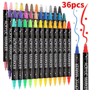 12/24/36/48/60 Colors Dual Tip Acrylic Paint Pens Markers  for Wood Canvas Stone Rock Painting Glass Ceramic Surfaces DIY Crafts