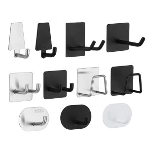 Móc Treo Khăn Tự Dính Siêu Bền Không Cần Khoan Dán Lên Tường Cửa Nhà Bếp Phòng Ngủ Móc Đa Năng Bằng Thép Không Gỉ