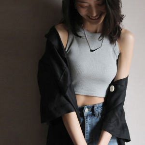 Korean Crop Knit Vest For Womens Summer Solid Sleeveless Basic Sporty Tight Ribbed Tank Tops Straps Casual Fitness Woman Clothes
