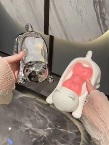 Cute Cat Drain Soap Holder Container Smooth Ceramic Toilet Soap Dish Case Tray Bathroom Accessories Washroom Tools Home Decor