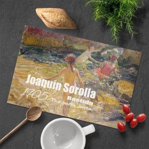 Impressionist Abstract Style Cartoon Heat Resistant PVC Dining Table Mat Waterproof Oil Proof Western Dinner Plate Mat