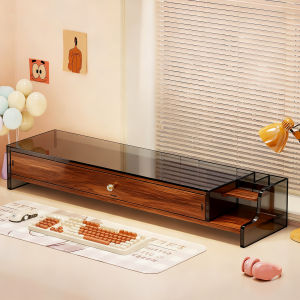 QINQI | Desktop Organizer with Drawer for Monitor and Laptop Support