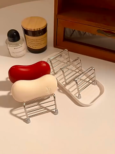 Stainless Steel Soap Holder with Tray Soap Dispensers Wavy Shape Drain Rack for Bathroom