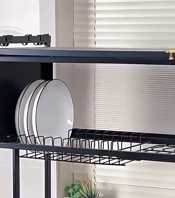 Over-The-Sink Dish Cabinet Dish Rack With Cover Dish Drainer Kitchen Plate Drying Organizer