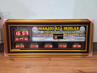 JAM MASJID DIGITAL BEST SELLER JADWAL WAKTU SHOLAT TIPE KOSTUM NAMA MASJID UKURAN 70CM X 30CM
