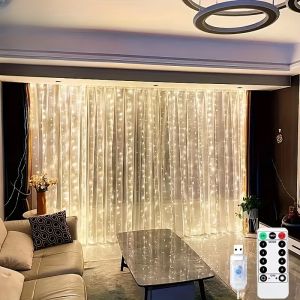 USB Curtain String Lights Holiday Wedding Fairy Light Garland Lights for Bedroom 3/4/6M Remote Control LED Christmas Decoration