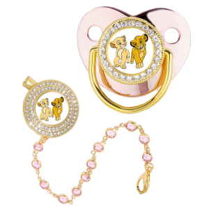 Disney | Suitable for Babies Newborn Gift Baby Soothing Pacifier & Chain Clip Design Breastfeeding Shape Helps Promote Oral Development