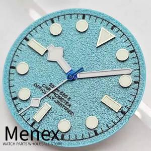 Menex 28.5mm Texture Watch Dial/Hands Kit GreenLuminous Fit NH34 NH35 ETA2824 2836 Miyota82 DG Movement Watch Repair Spare Parts