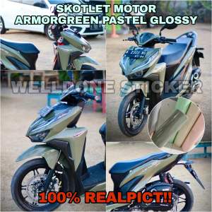 Skotlet motor armorgreen pastel glossy stiker variasi body motor warna hijau